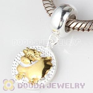 Gold Plated Sterling Silver Chinese Zodiac Sheep Dangle Charm Bead Wholesale