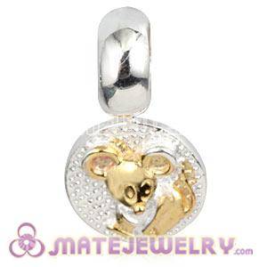 Gold Plated Sterling Chinese Zodiac Rat Dangle Charm Bead Wholesale