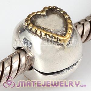 Wholesale European Style Sterling Silver Braided Heart Clip Beads 