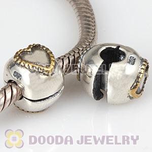 Sterling Silver European Braided Heart Clip Beads Wholesale