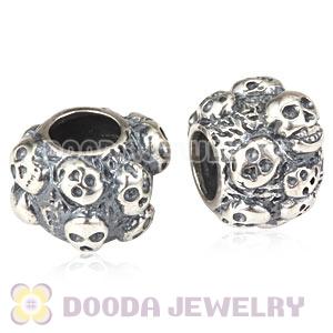 Sterling Silver European Skull Charm Beads For Halloween 