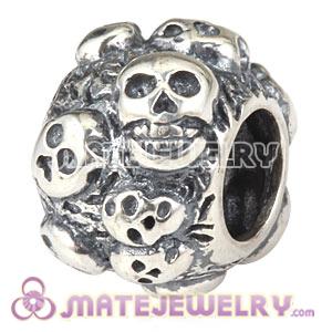 Sterling Silver European Skull Charm Beads For Halloween 