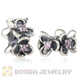 Antique Sterling Silver Wanda Garden Spacer Beads With Pink Stones