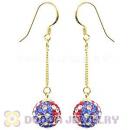 10mm Czech Crystal Flag Of USA Bead Gold Plated Silver Dangle Earrings Wholesale