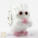 Handmade European Glass White Rabbit Beads In 925 Silver Core Wholesale
