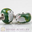 Handmade European Glass White Rabbit Beads In 925 Silver Core Wholesale