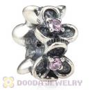Antique Sterling Silver Wanda Garden Spacer Beads With Pink Stones