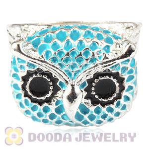Wholesale 18mm Unisex Silver Plated Enamel Blue Owl Finger Ring 