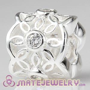 Authentic 925 Sterling Silver Radiance Charm Beads With White CZ Stones 