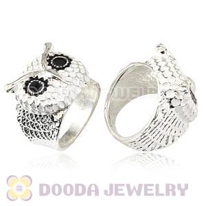 Wholesale 19mm Unisex Silver Plated Enamel White Owl Finger Ring 