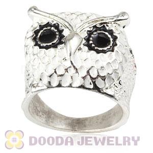 Wholesale 19mm Unisex Silver Plated Enamel White Owl Finger Ring 