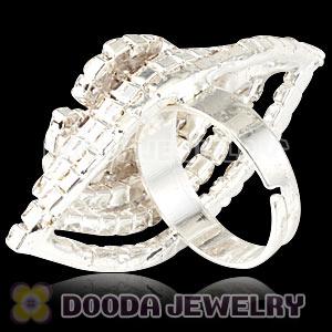 Wholesale Silver Plated White Crystal Flower Ring For Women 