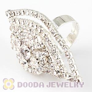 Wholesale Silver Plated White Crystal Flower Ring For Women 