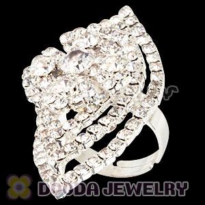 Wholesale Silver Plated White Crystal Flower Ring For Women 