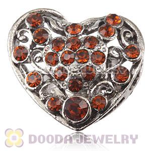 Wholesale Unisex Gun Black Plated Tawny Crystal Heart Finger Ring  