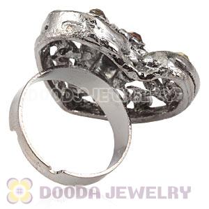 Wholesale Unisex Gun Black Plated Tawny Crystal Heart Finger Ring  