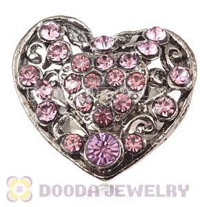 Wholesale Unisex Gun Black Plated Pink Crystal Heart Finger Ring  