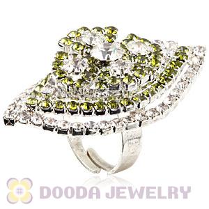 Wholesale Silver Plated Crystal Flower Ring For Women 