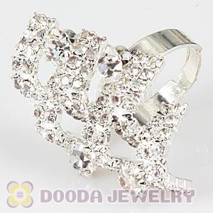 Wholesale Unisex Silver Plated White Crystal Finger Ring  