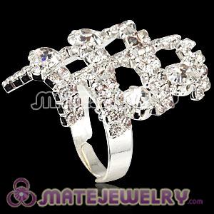 Wholesale Unisex Silver Plated White Crystal Finger Ring  