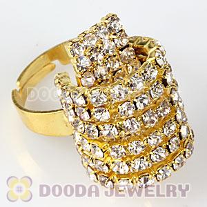 Wholesale Unisex Gold Plated White Semi Circle Crystal Finger Ring  