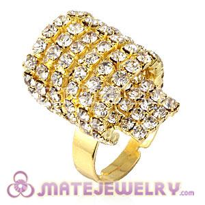 Wholesale Unisex Gold Plated White Crystal Semi Circle Finger Ring  