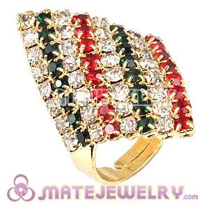 Wholesale Unisex Gold Plated Diamond Crystal Finger Ring  
