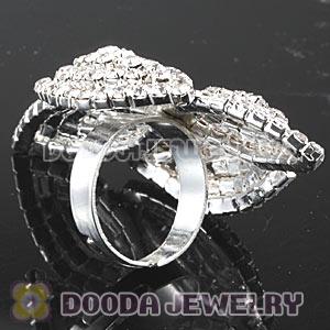 Wholesale Silver Plated White Crystal Flower Ring For Women 