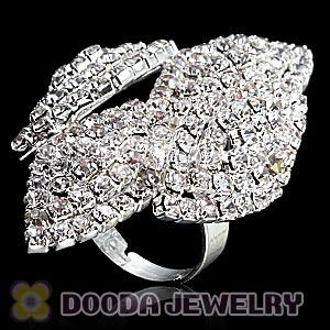 Wholesale Silver Plated White Crystal Flower Ring For Women 