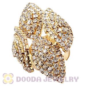 Wholesale Gold Plated White Crystal Flower Ring For Women 
