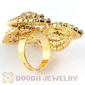 Wholesale Gold Plated Crystal Flower Ring For Women 