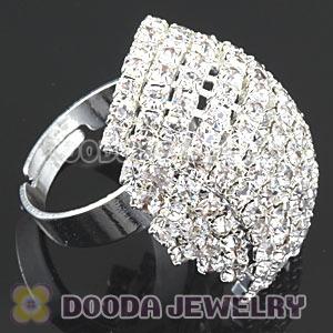 Wholesale Silver Plated Unisex White Crystal Nail Ring 