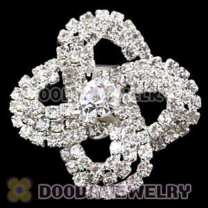 Wholesale Silver Plated White Crystal Flower Ring For Women 