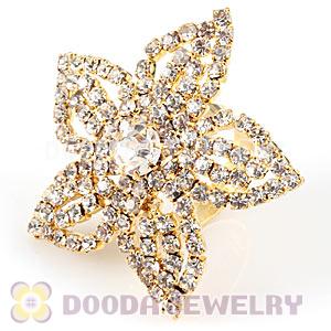 Wholesale Gold Plated White Crystal Flower Ring For Women 