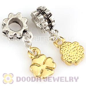 Gold Plated European Four Leaf Clover Dangle Charm Bead Wholesale