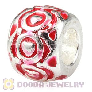 Wholesale Silver Plated European Enamel Red Heart Charm Bead 