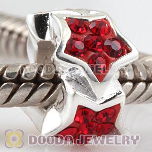 925 Sterling Silver Red Austrian Crystal Star Charm Beads Wholesale 