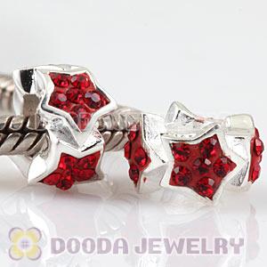 925 Sterling Silver Red Austrian Crystal Star Charm Beads Wholesale 
