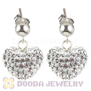 Pave Czech Crystal Sterling Silver Heart Earrings Wholesale