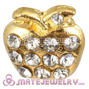 Wholesale Handmade Gold Plated Apple Charms Beads With Crystal 