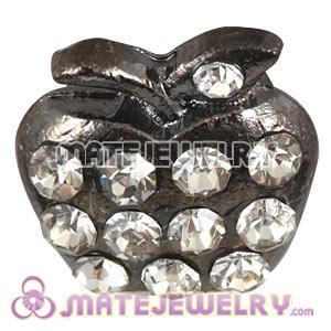 Wholesale Handmade Gun Black Plated Apple Charms Beads With Crystal 