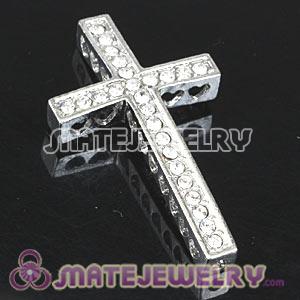Wholesale Handmade Platinum Plated Holy Cross Charms Beads With Crystal 