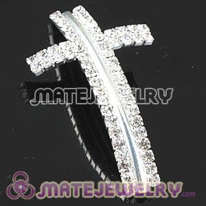 Wholesale Handmade Silver Plated Cross Charms Beads With Crystal 