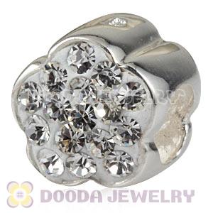  925 Sterling Silver Flower Charm Beads With Austrian Crystal Wholesale 