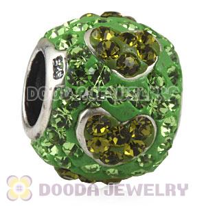  925 Sterling Silver Heart Charm Beads With Austrian Crystal Wholesale 