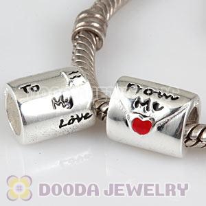 Sterling Silver European Love Letter With Red Enamel Beads Wholesale