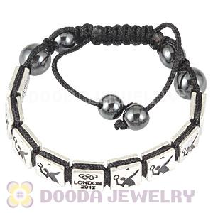 Handmade London 2012 Olympics Badminton Square Alloy Bracelets With Hematite