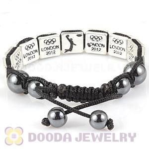 Handmade London 2012 Olympics Basketball Square Alloy Bracelets With Hematite