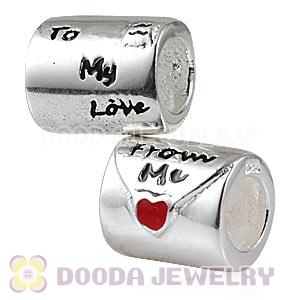 Sterling Silver European Love Letter With Red Enamel Beads Wholesale