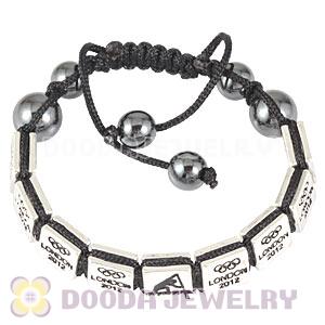 Handmade London 2012 Olympics Canoe Sprint Square Alloy Bracelets With Hematite